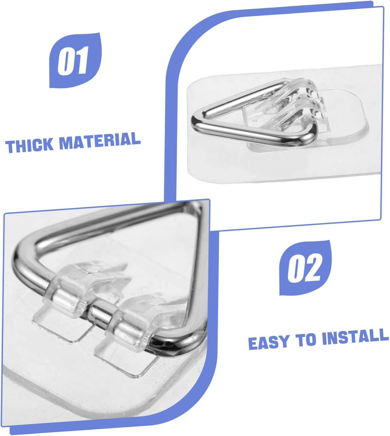  Ciieeo 20pièces Lot De Crochets Muraux Adhésifs Invisibles Pour Assiettes Supports Décoratifs Pvc Transparent Fixation Sans Perçage Pour Cadres Et Objets Légers