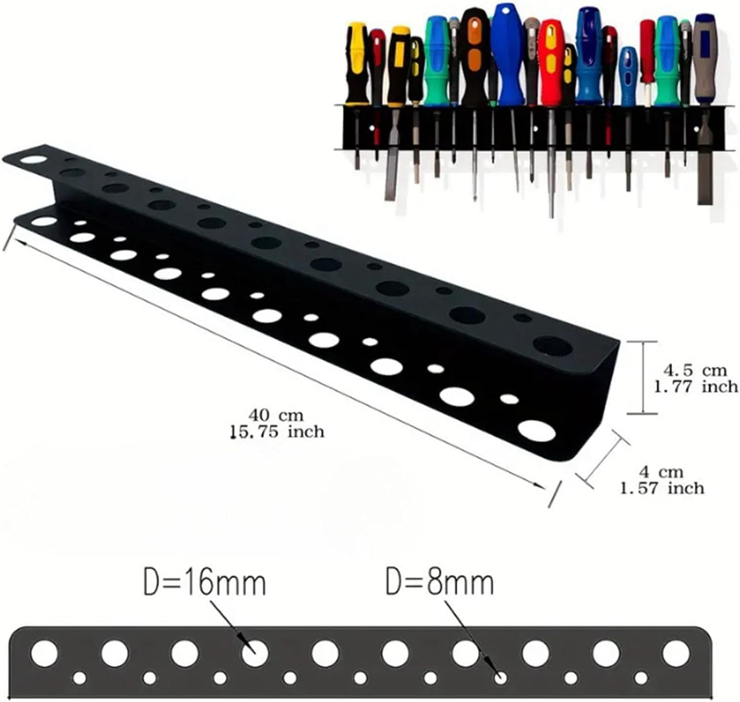 GENERIC Support De Rangement Pour Tournevis, Support D'affichage Multi-fentes Et Support De Rangement Pour Tournevis Et Clés, Support D'outils Durable Pour La Maison, Le Garage, L'abri De Jardin