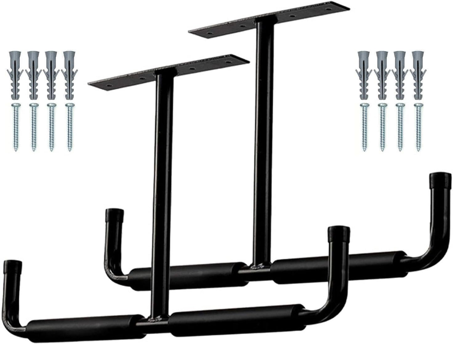  Rack De Rangement Pour Plafond De Garage - 2 Pièces Supports Organisateurs En T | Stockage Au Plafond Du Garage,Pour Échelle, Bois, Équipements Sportifs, Pelles, Cannes À Pêche, Skis, Cave,