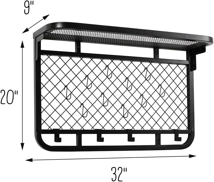  Honey-Can-Do Étagère Murale Réversible Pour Garage Avec Crochets, Noir SHF-09837