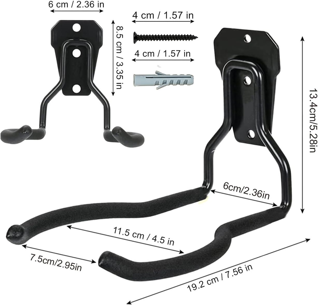  Générique Porte-Outils De Jardin Mural | Noir Antirouille,Jardin - Gain De Place Polyvalent Rangement Atelier Garage Maison Avec Crochets