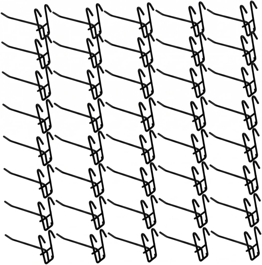  Lot De 50 Crochets Muraux En Grille, Dos Renforcé Stable, Revêtement Résistant à La Rouille, Idéal Pour Et Présentoirs De Fils – Noir, 10 Cm