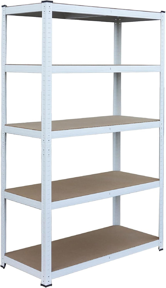  Relaxdays Étagère Lourde 875 Kg, 5 Niveaux, Emboîtable, Blanc/Marron, 60x100x200 Cm Pour Cave Et Garage