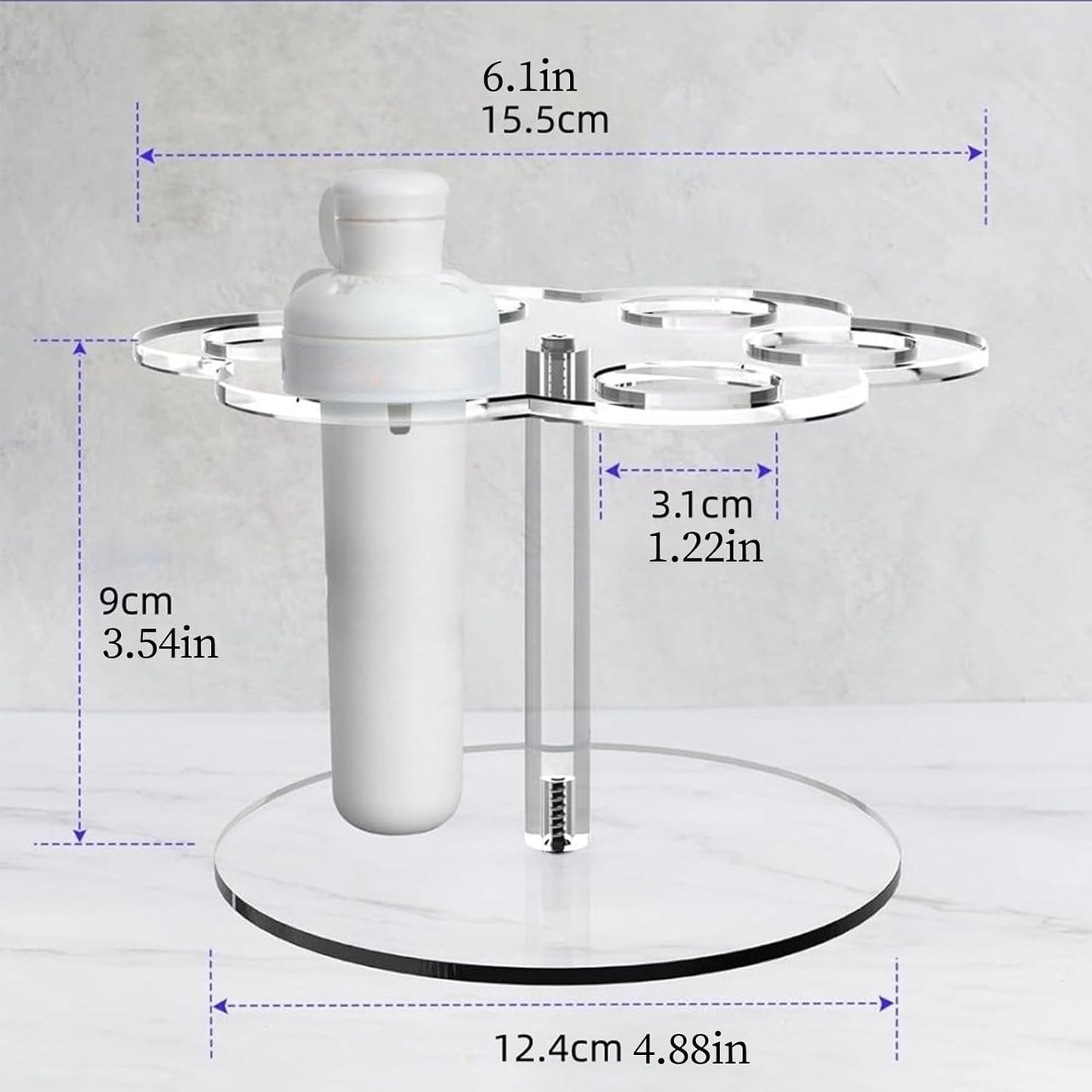  Étagère De Rangement Pour Cartouches | Étagère Transparente Peu Encombrante Avec 6 Trous | Support Antidérapant | Pour Bouteille D'eau, Déplacement, Maison, Cuisine, Bureau, Voiture, Bureau, Coin
