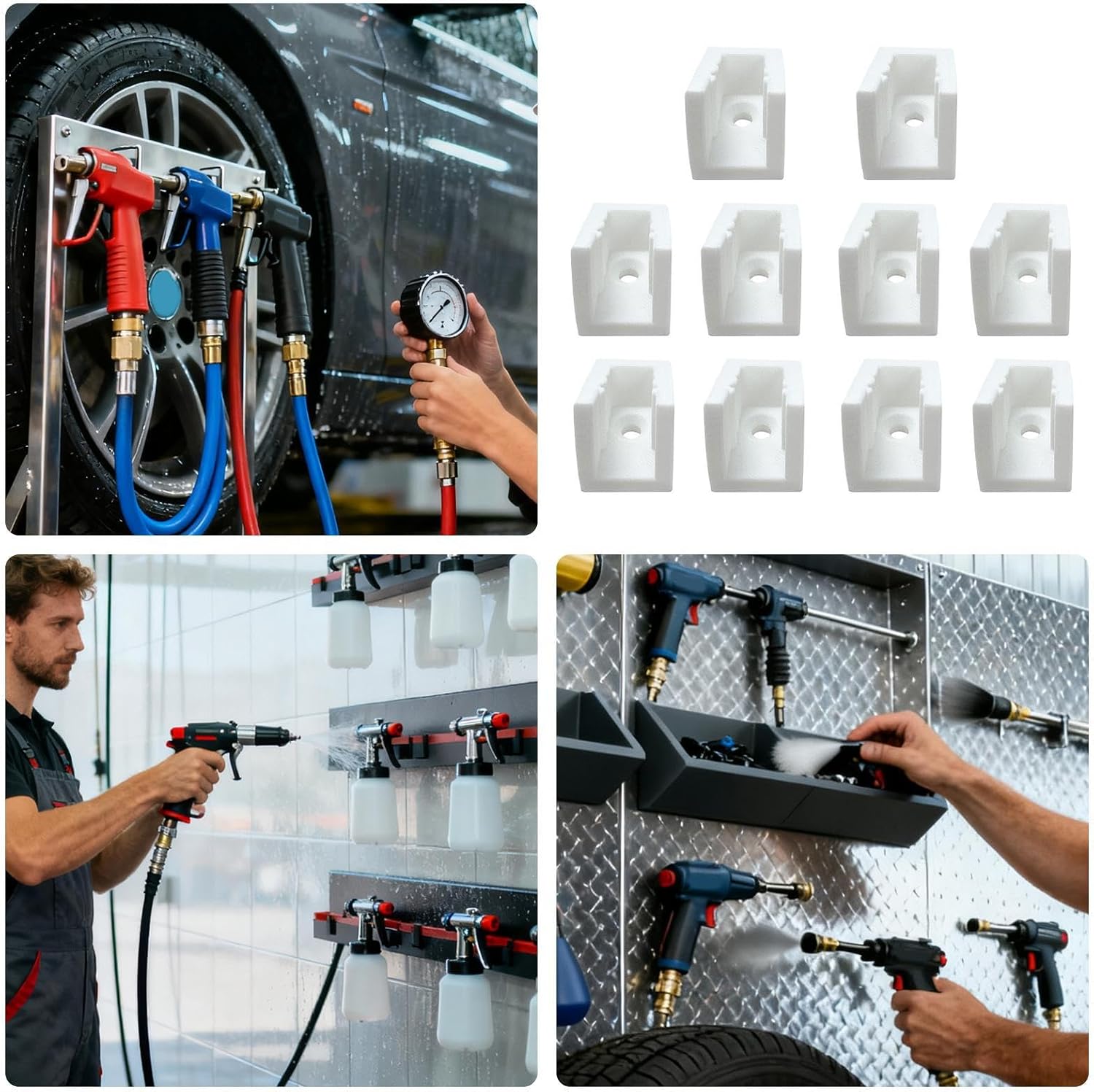 GENERIC Porte-outils Muraux De Garage – Organiseur De Jauge De Pression Des Pneus – Support Mural Robuste Pour Outils Pneumatiques – Support De Rangement Multifonction – Design Peu Encombrant Pour Atelier