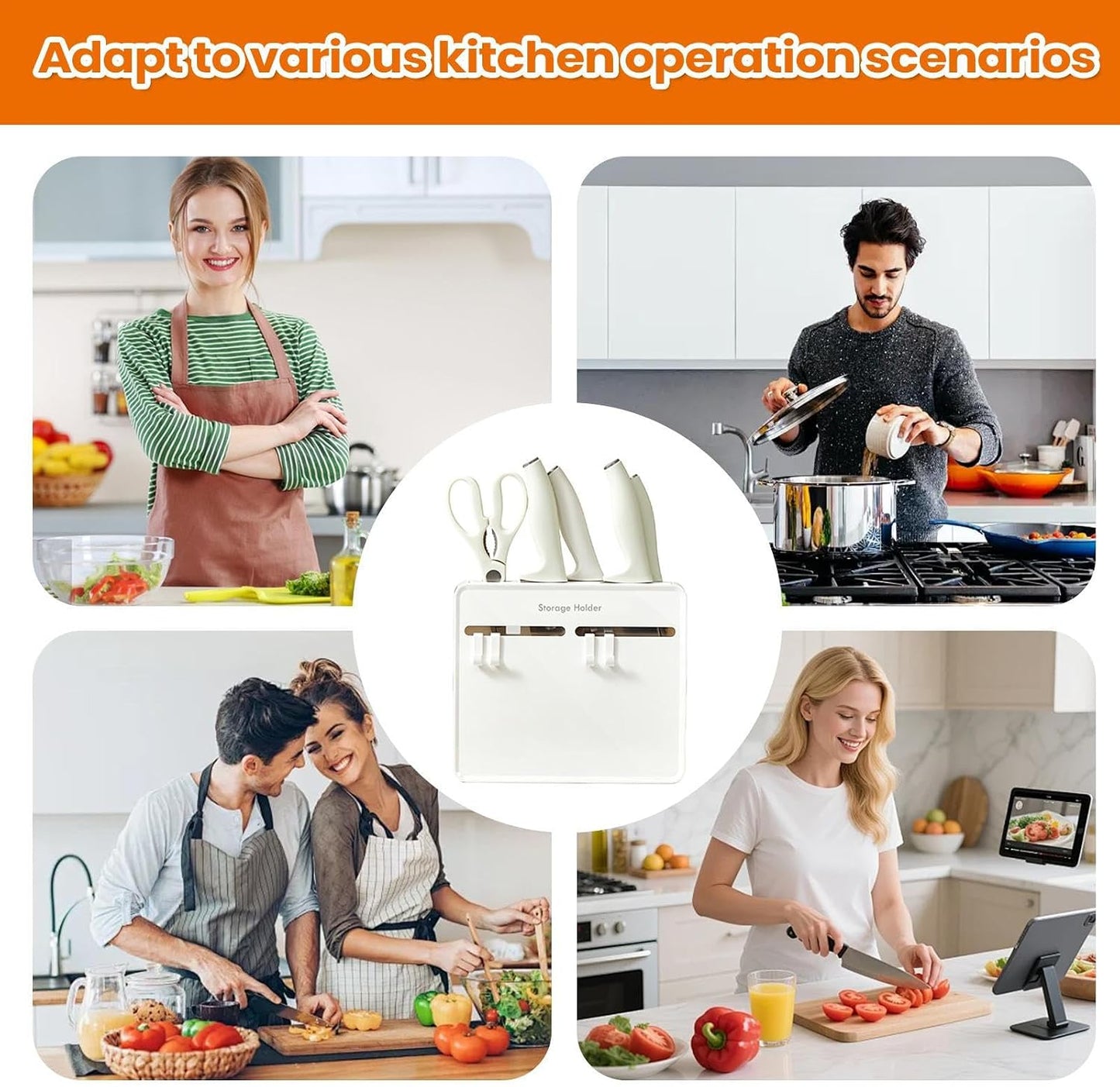  Support De Cutter - Organiseur Mural Pour Ciseaux - 22,6 X 20,6 X 3,5 Cm - Avec Crochets Pour Outils De Cuisine, éplucheur, éponge, Brosse, Ustensiles De Cuisine, Ustensiles De Cuisine