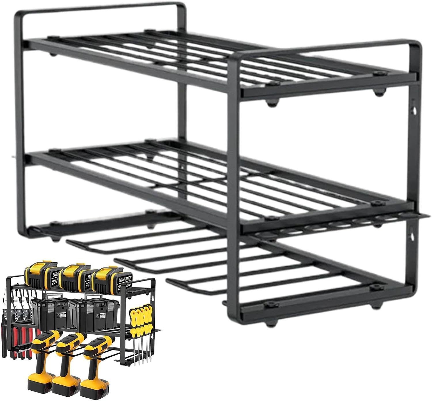  Power Tool Organizer | 3-Layer Wall-Mounted Tool Storage Shelf | Power Tool Organizer Shelf | Modular Heavy-Duty Electric Tool Organizer For Workshop, Shed, And Basement