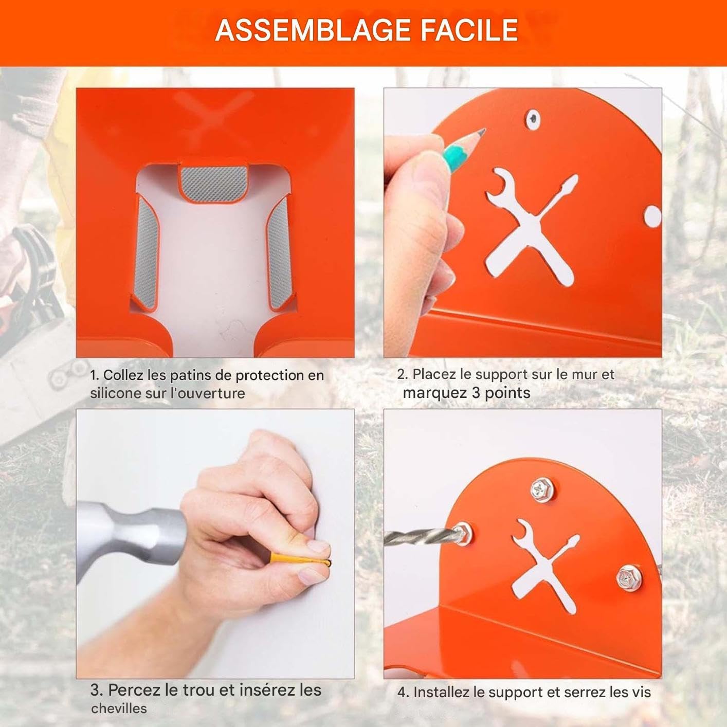  Générique Organisateur D'outils Électriques,Rangement Gain De Place | Porte-Outils Mural Pour Jardin - Pour Tailleuse Haie Tronçonneuse Perceuse Atelier Jardin Remise