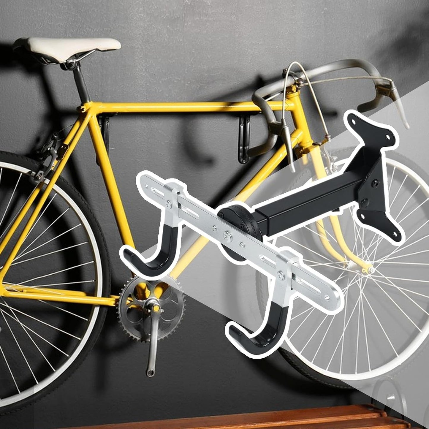  Support Vélo Mur | Support Horizontal Pour Vélo | Organisateur Porte-Manteau Réglable Robuste Pour Atelier Exposition Rangement Intérieur Organisation Et Gain De Place à La