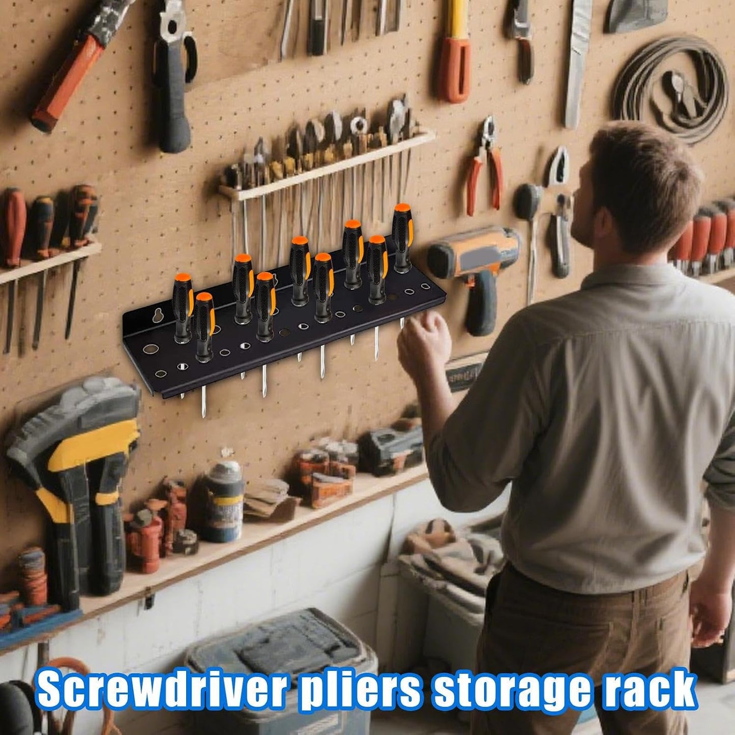 GENERIC Organiseur De Tournevis, Support Mural Pour Outils, 25 Trous, Support Robuste Pour Atelier, Entretien Automobile, Assemblage électronique, Réparation à Domicile