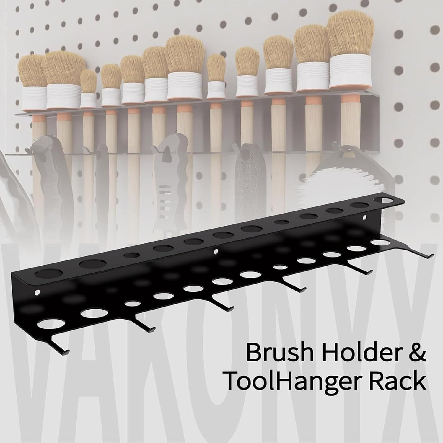  Support Mural Pour Brosses De Détail, Solution De Rangement Stable Et Peu Encombrante Avec Crochets Robustes – Rangement Pour Accessoires De Détail, Pour Garage, Atelier, Buanderie Et Salle