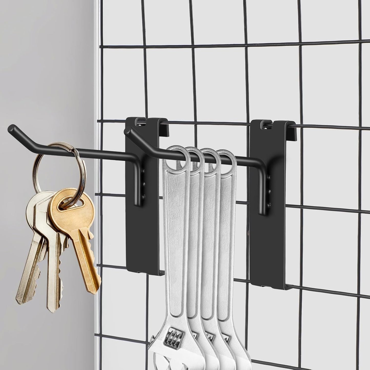  STOBAZA Lot De 12 Crochets Utilitaires Métalliques Robustes Double Pied Pour Panneaux Muraux à Grille, Accessoires De Rangement Pour Présentoirs, Étagères Et Usages Domestiques Sécurisés