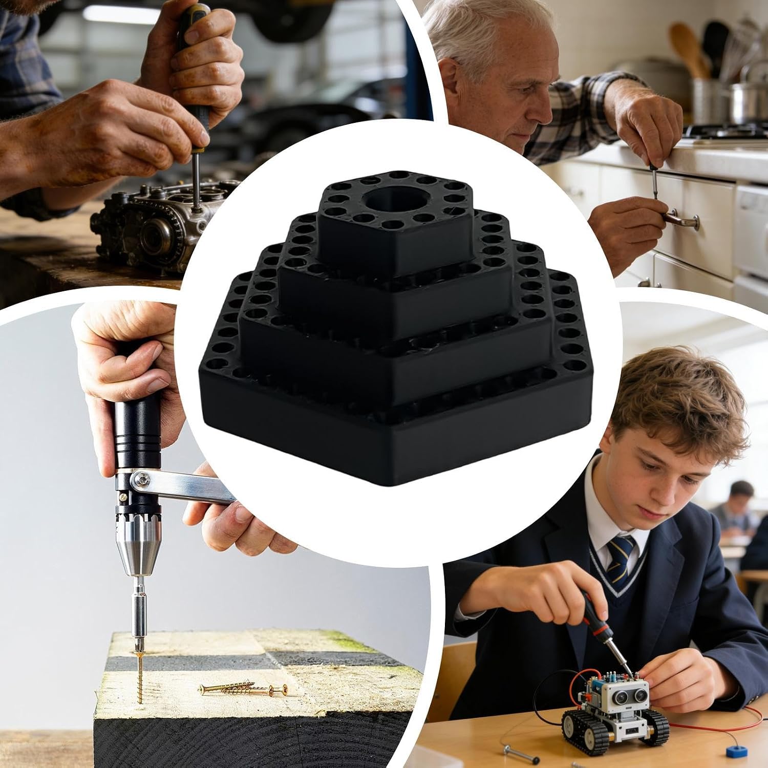  Générique Porte-de Tournevis Avec Rangement | Organisateur Pour Hexagonaux 4.8 Mm,Support D'de Vis | Pour Garage, Travail Du Bois, Outils Électriques, Construction, Placoplâtre, Charpentier, Maison