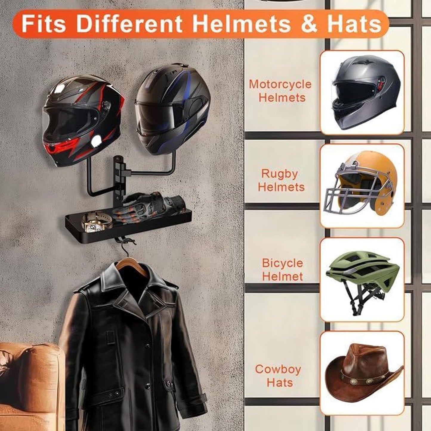  Porte-casaque De Moto, Support De Casque De Moto À 180 °, Porte-casqueur En Métal Rotatif, Larges Applications, Facile À Installer, 30 Cm, Pour Les Moteur De Matériel D'équipement Club Bike Shop Man C