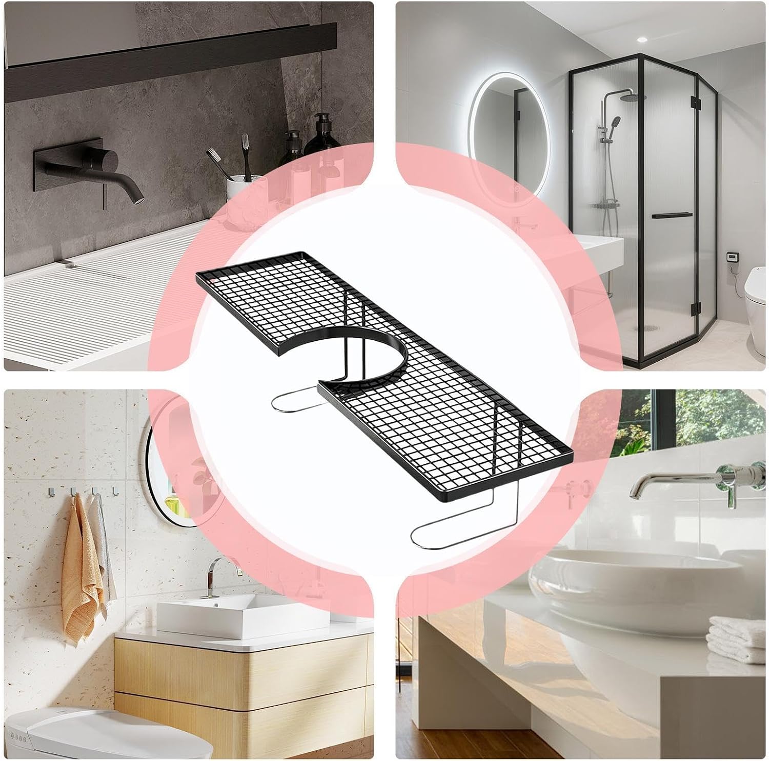 GENERIC Organiseur D'évier De Cuisine – Étagère De Vidange De Cuisine En Métal Sans Perçage, étagère De Rangement Pour Robinet Avec Finition Antirouille, étagères De Comptoir De Lavabo De Salle De Bain