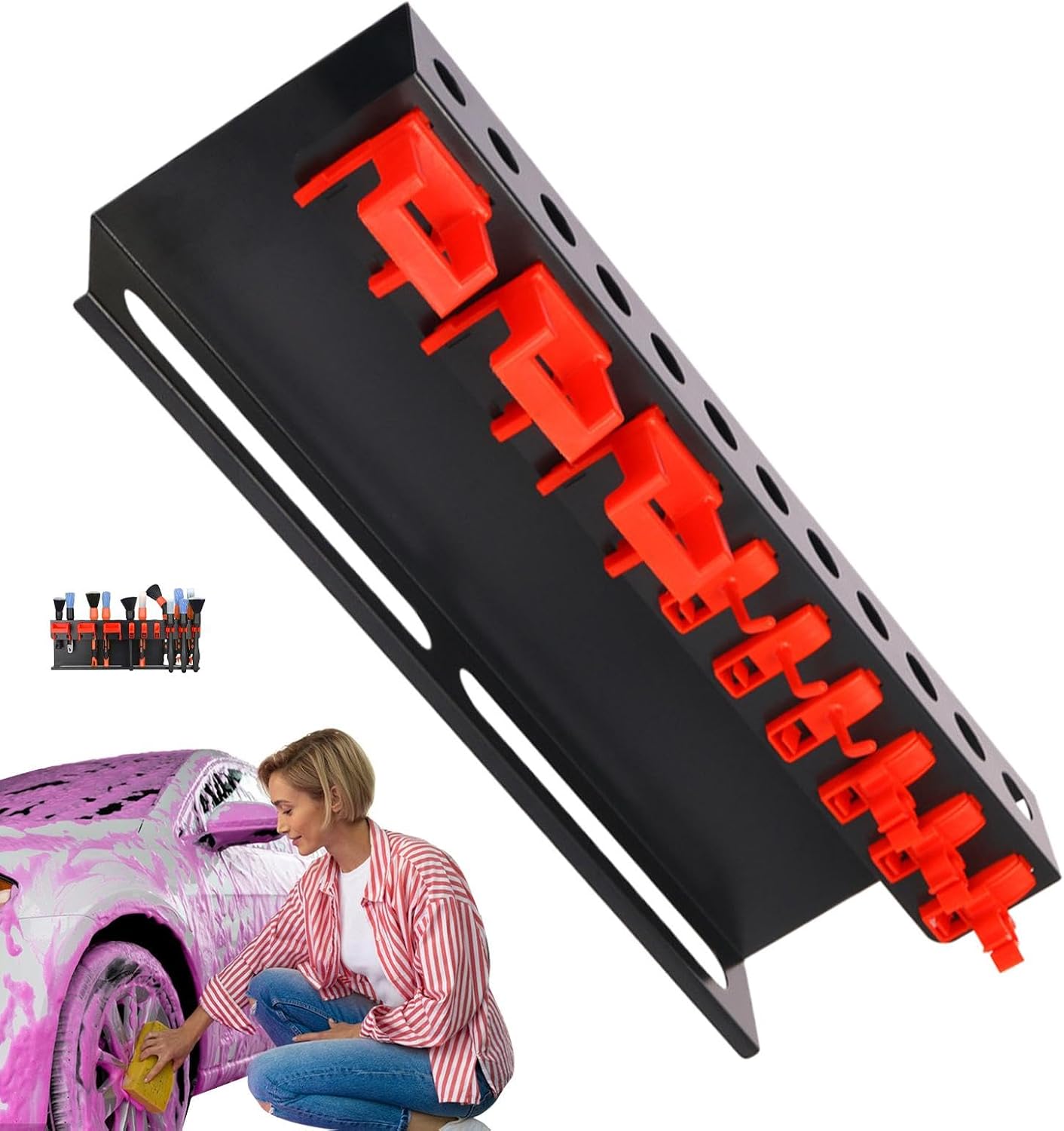  Garage Tool Organizer, Multi-Functional Spray Bottle Holder, Air Tool Rack, Detailing Bottle Organizer, Wall-Mounted Storage For Home Garages, Spray Bottles, And Abrasives With 17.72x6.1x2.36 Inches