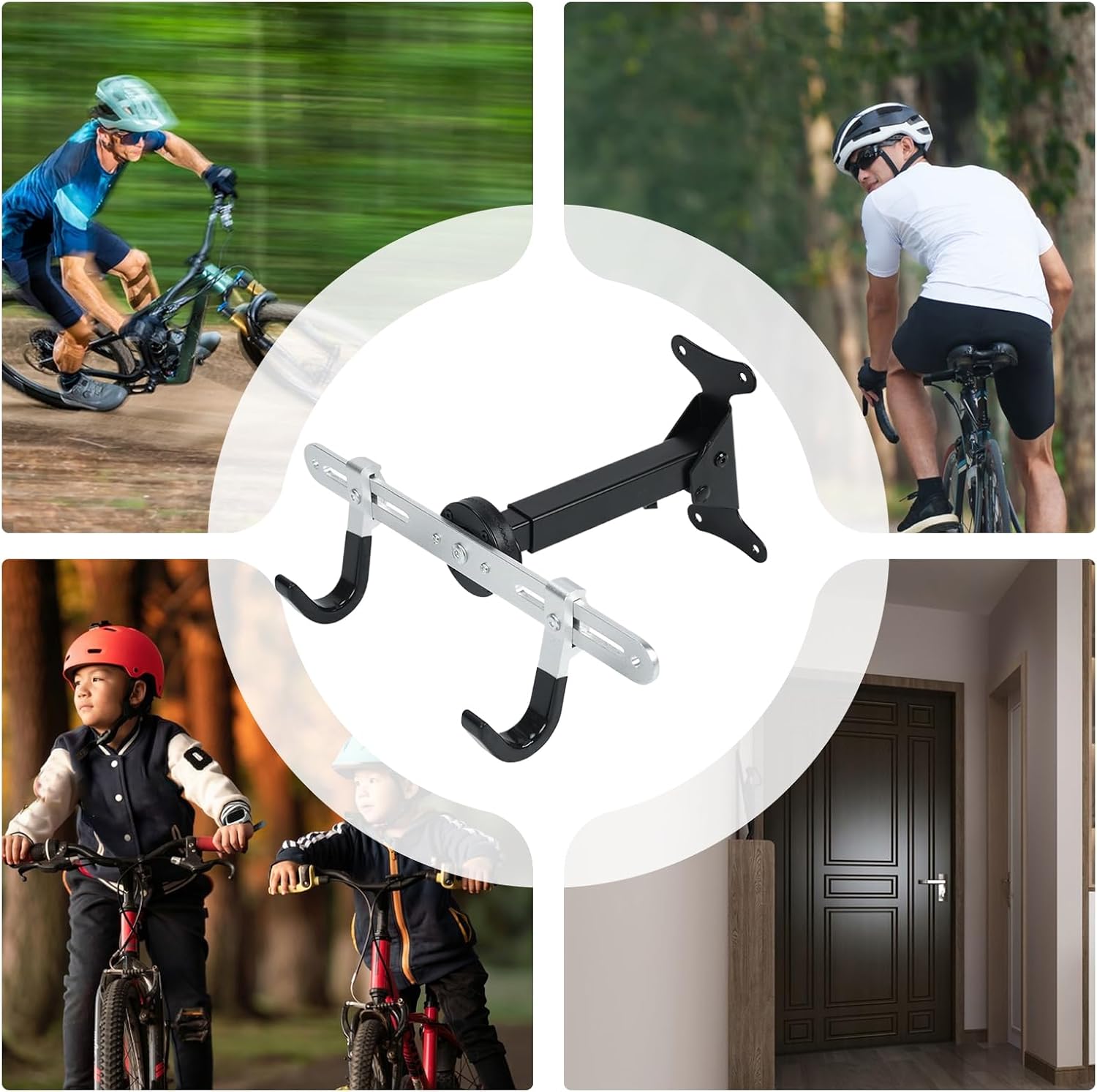  Générique Accroche-Vélo Mural | Support De Rangement Intérieur Pour Vélos,Organisateur Porte-Manteau Réglable Robuste Pour Atelier Exposition Rangement Intérieur Organisation Et Gain De Place à La