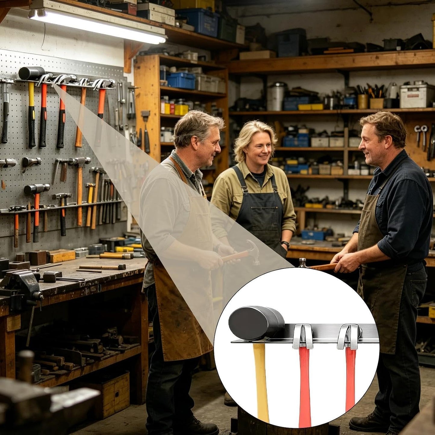 GENERIC Support Mural Pour Outils | Support Mural De Garage à 5 Emplacements – Organisateur De Marteau De Garage – Pour Clé, Tournevis, Abri De Jardin, Atelier, Usine à Domicile