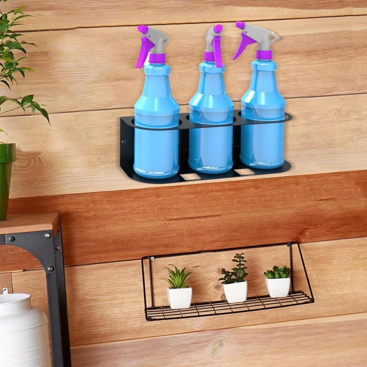  Support Pour Flacons Pulvérisateurs – Organiseur De Bouteilles Pour Voiture, Support Mural Avec Construction En Acier, Support De Rangement Avec Design, Accessoire De Garage, Rangement De Bouteilles
