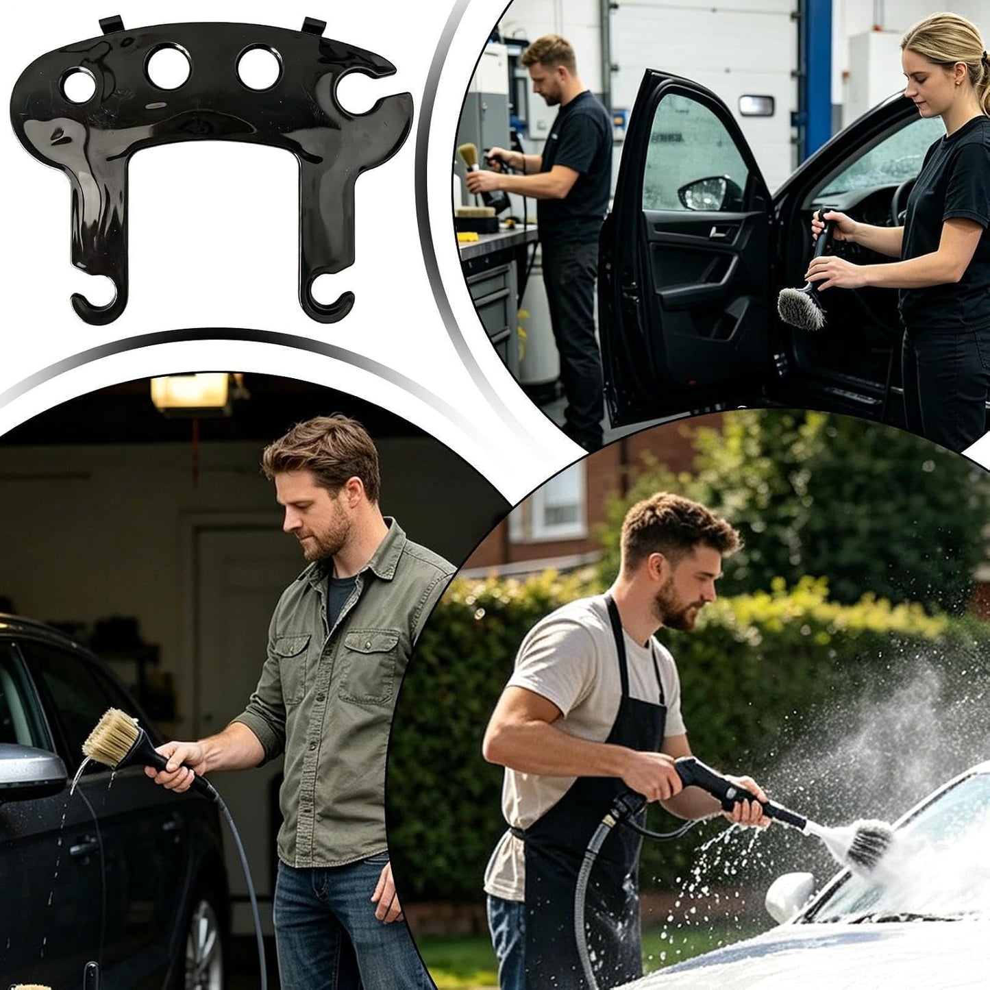 GENERIC Support De Brosse De Détail – Panier Portable Multifonction, Caisse De Taille Standard Avec Crochets De Suspension, Très Résistant, Bord De Rangement Pour Flacon Pulvérisateur De Nettoyage Automobile