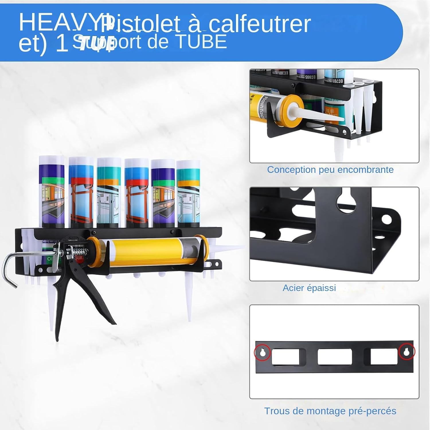  Porte-Tubes Pour Soudure Et Mastic,Support Mural Robust Pour Tubes - Rangement Pour Outils De Professionnels En Rénovation Et Maintenance