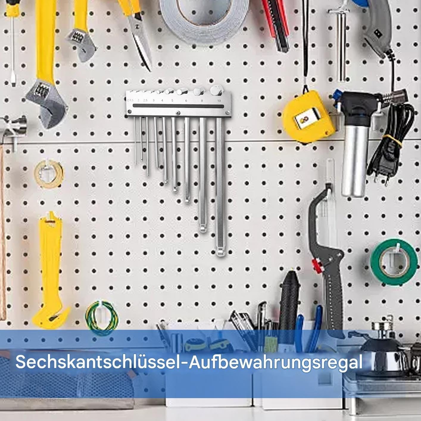  Generisch Support De Clé Hexagonale - Organiseur Mural Pour Outils | Peut Contenir 9 Clés à Vis En L Avec Fentes Compactes, Support Robuste Et Accès Facile Pour Les Menuisiers, Fabricants