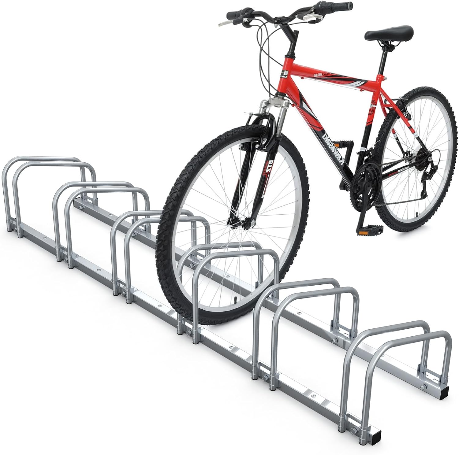  Vounot® Râtelier Vélo 4 Vélos Range Vélo Système Range Vélo Rangement Pour Vélo Support Pour Bicyclette Sol Ou Mural En Acier Revêtu Support De Rangement Vélo Jardin Ou Garage Râtelier Familial