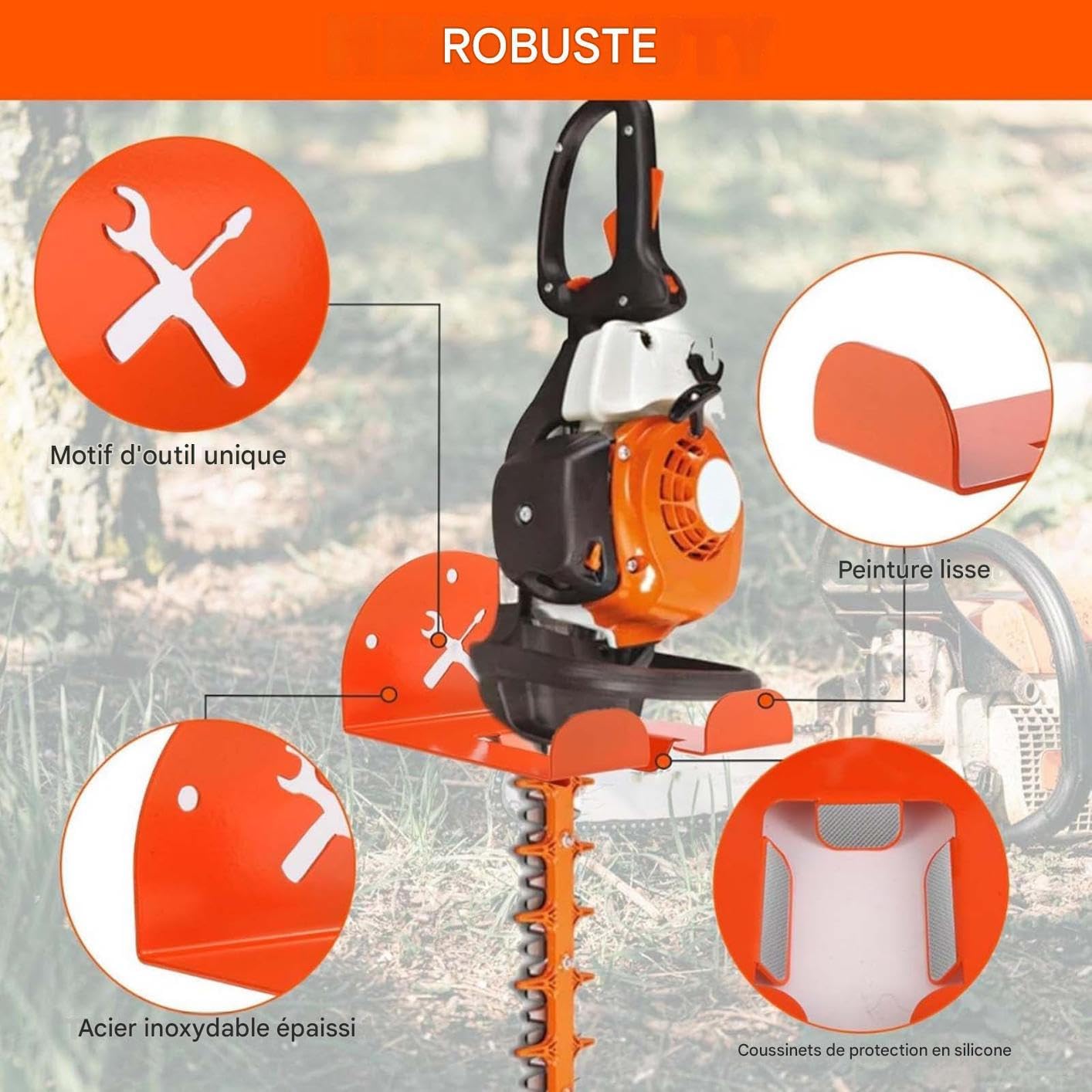  Générique Organisateur D'outils Électriques,Rangement Gain De Place | Porte-Outils Mural Pour Jardin - Pour Tailleuse Haie Tronçonneuse Perceuse Atelier Jardin Remise