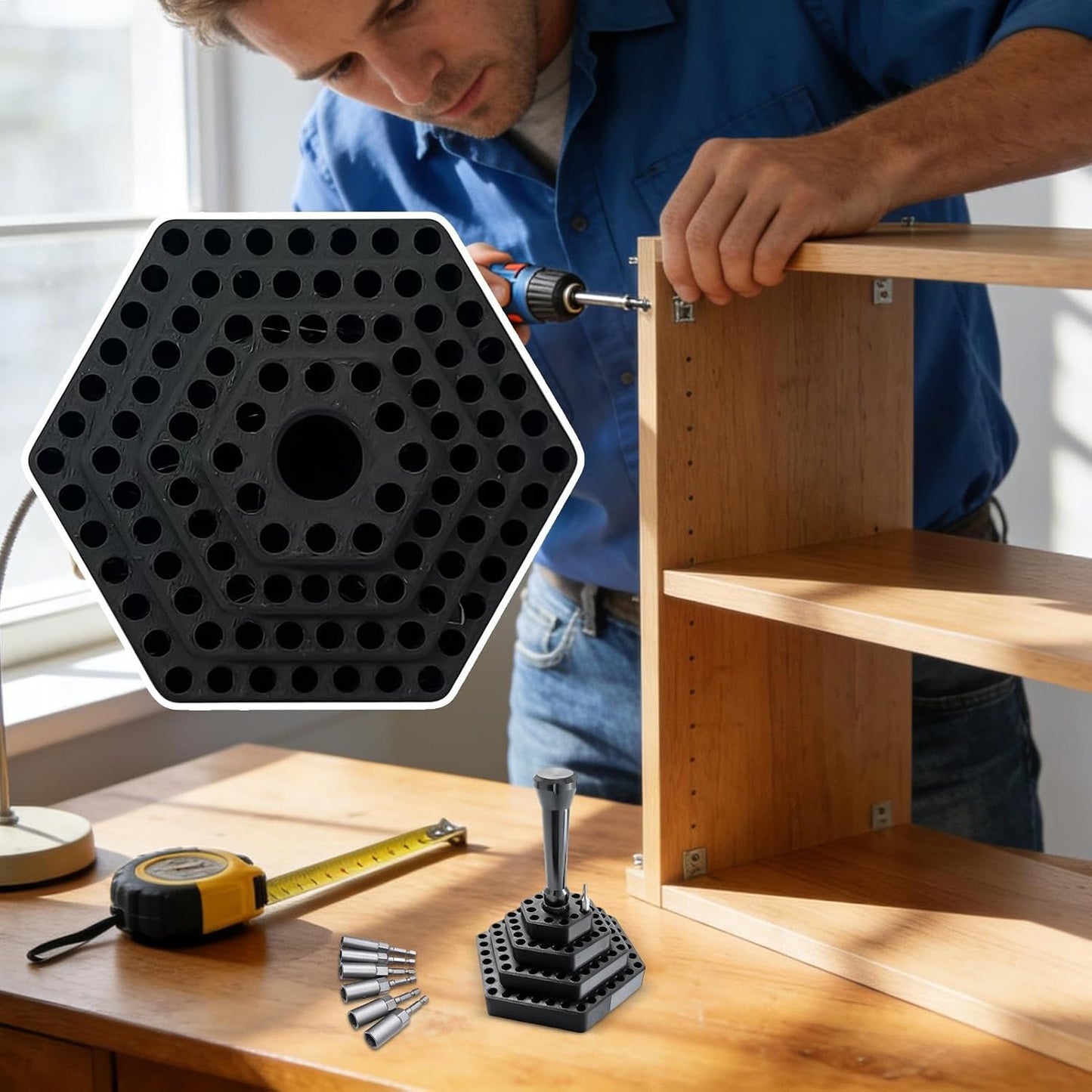  Générique Porte-Forets,Organisateur Pour Hexagonaux 4.8 Mm - Support D'de Vis | Pour Garage, Travail Du Bois, Outils Électriques, Construction, Placoplâtre, Charpentier, Maison