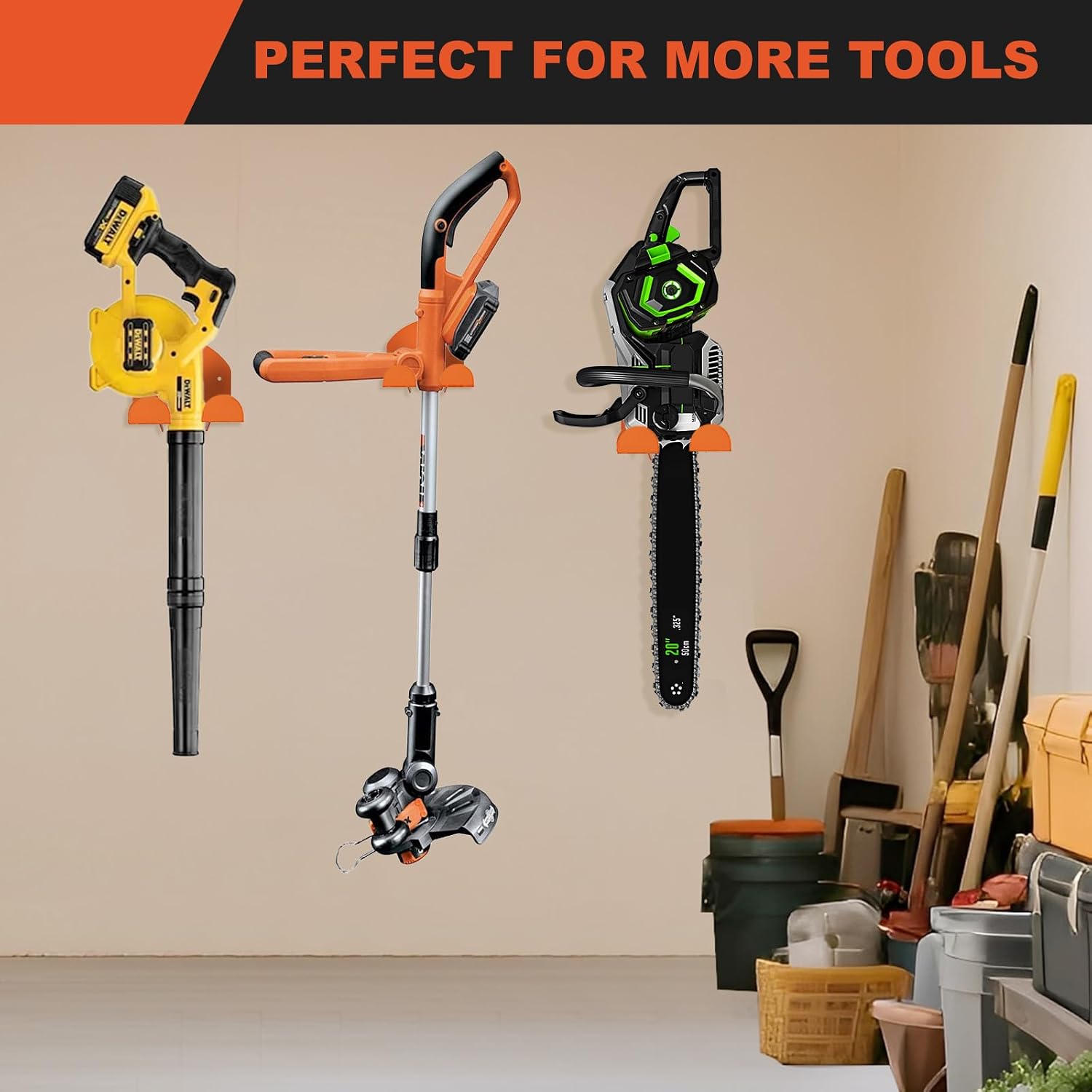  Porte-outils De Garage Et De Jardin – Support Mural Robuste De 17,8 Cm Pour Désherbeur, Support Pour Débroussailleuse/taille-haie/souffleur De Feuilles/tronçonneuse, 1 Paquet – Solution D'organisation