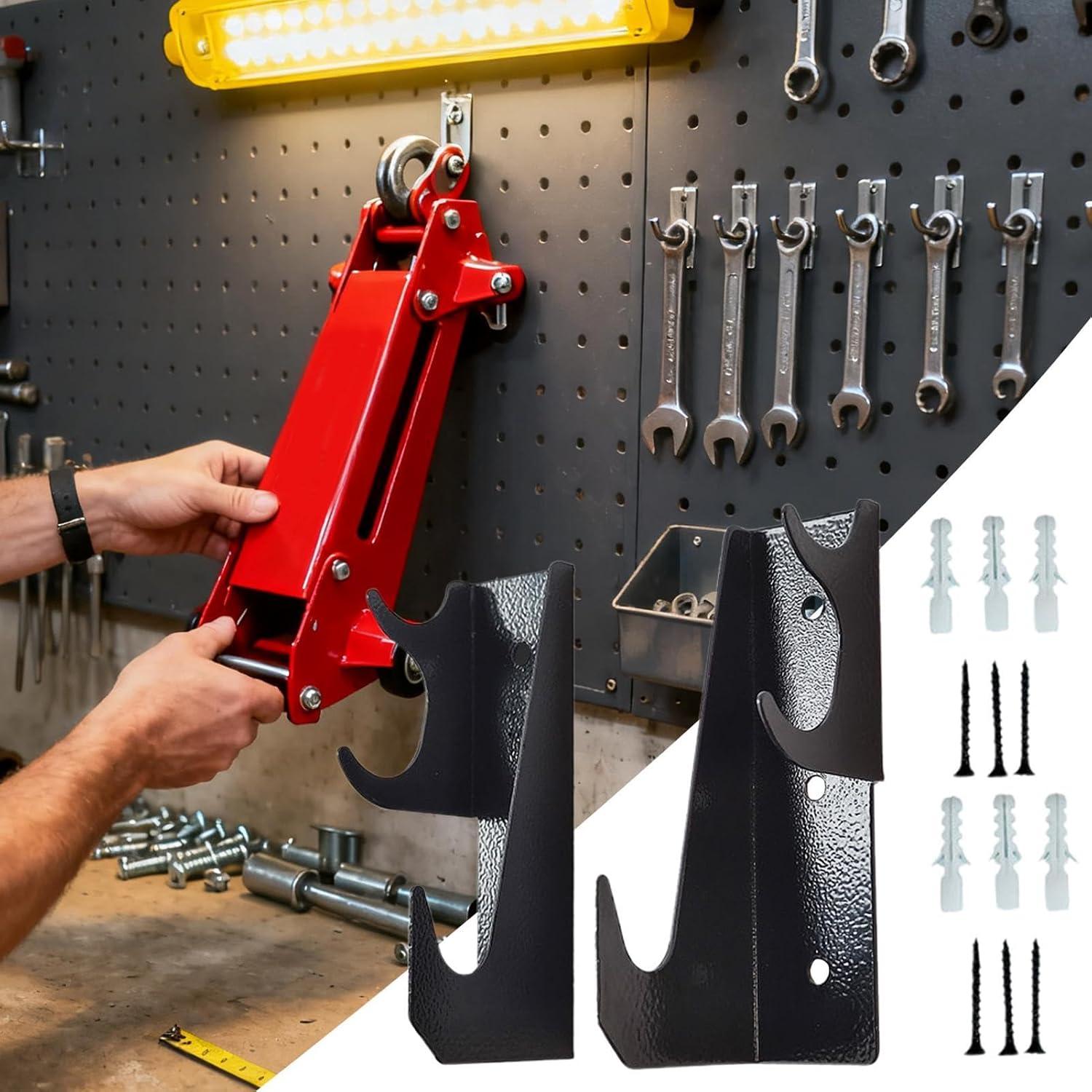  Supports De Cric,Organisateur Robuste Gain De Place - Support De Cric De Sol Accessoires Remorque,Pour Garage, Atelier De Réparation, Salle D'Outils, Atelier À Domicile, Boutique, Mécaniciens,