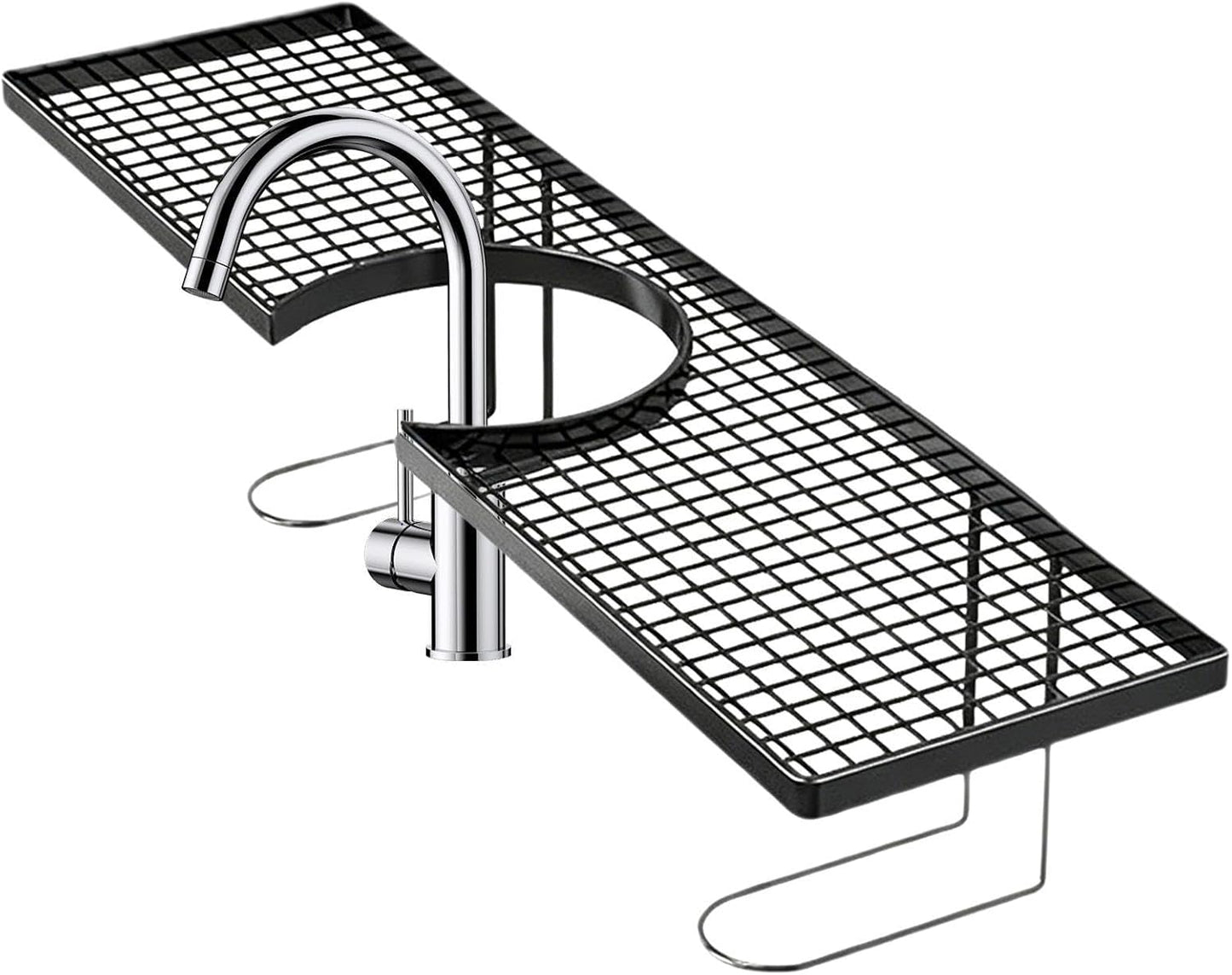 GENERIC Organiseur D'évier De Cuisine – Étagère De Vidange De Cuisine En Métal Sans Perçage, étagère De Rangement Pour Robinet Avec Finition Antirouille, étagères De Comptoir De Lavabo De Salle De Bain