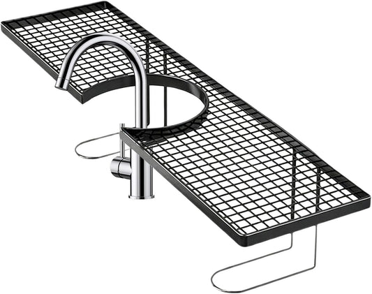 GENERIC Organiseur D'évier De Cuisine – Étagère De Vidange De Cuisine En Métal Sans Perçage, étagère De Rangement Pour Robinet Avec Finition Antirouille, étagères De Comptoir De Lavabo De Salle De Bain
