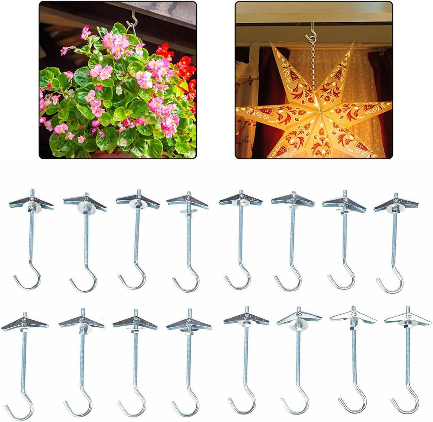  Crochets De Plafond Pliables à Ressort En Acier Carbone Avec Manchon Papillon Pour Une Fixation Sûre Et Une Utilisation Efficace De L'espace Dans Les Maisons