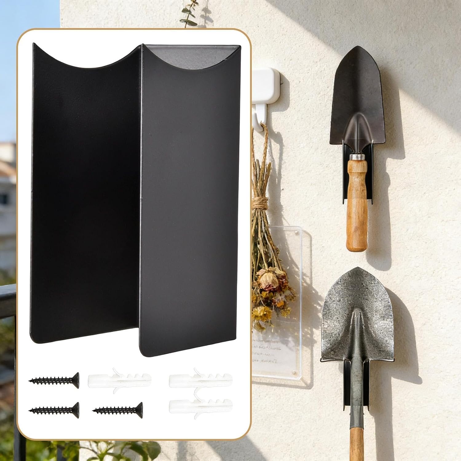 Genérico Support Mural De Balai Avec Montage étagère à Outils De Jardin Organisateur En Acier Pour Cuisine, Buanderie, Appartement, Sous-sol, Espace Extérieur, Jardin, Cour, Maison, Rack Durable