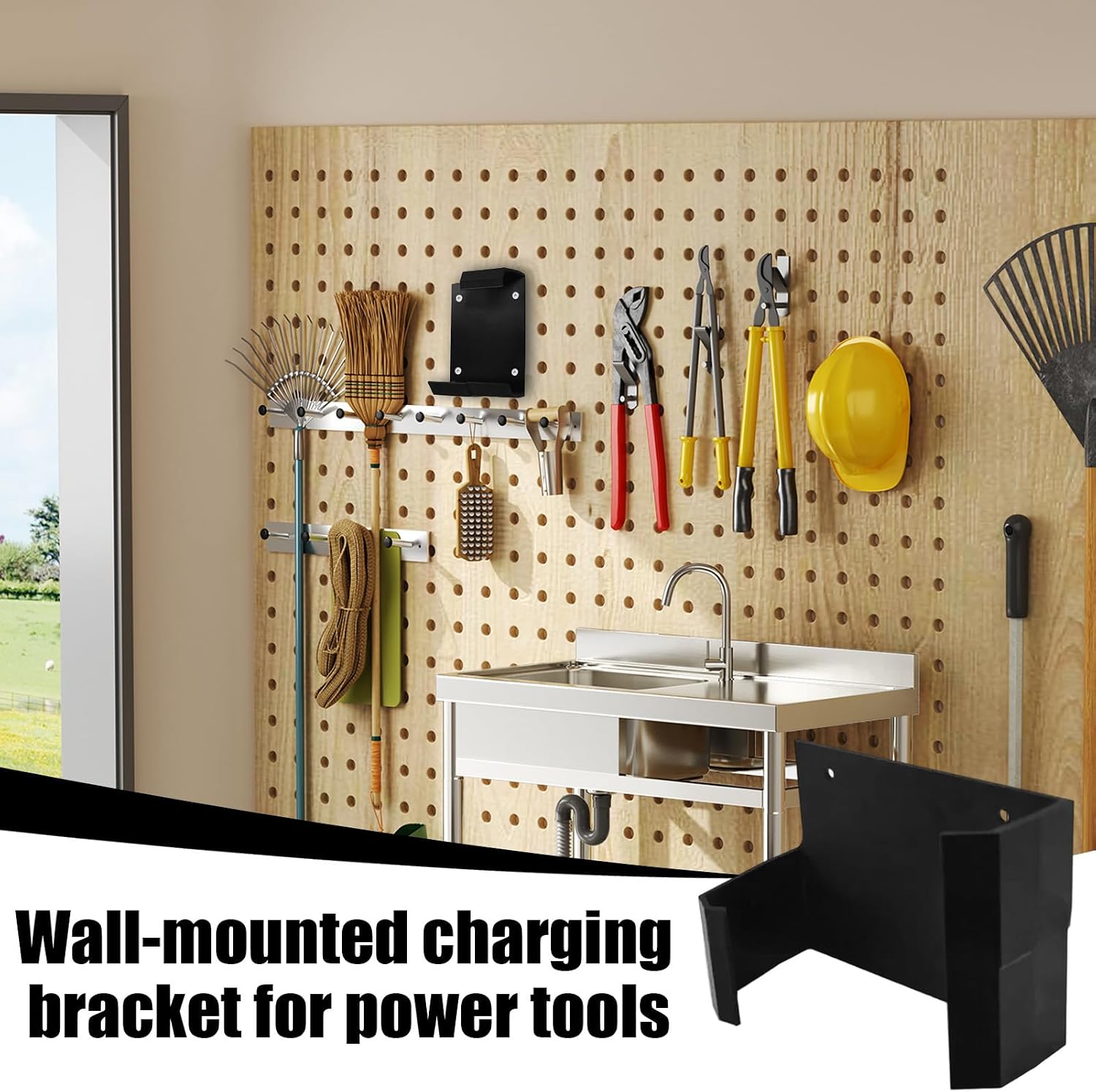 GENERIC Organiseur D'outils électriques – Support De Perçage Pour Rangement Mural De Garage | Construction En Métal Robuste Avec Fentes De Support Utilitaire, Antirouille Et Pour Perceuse électrique