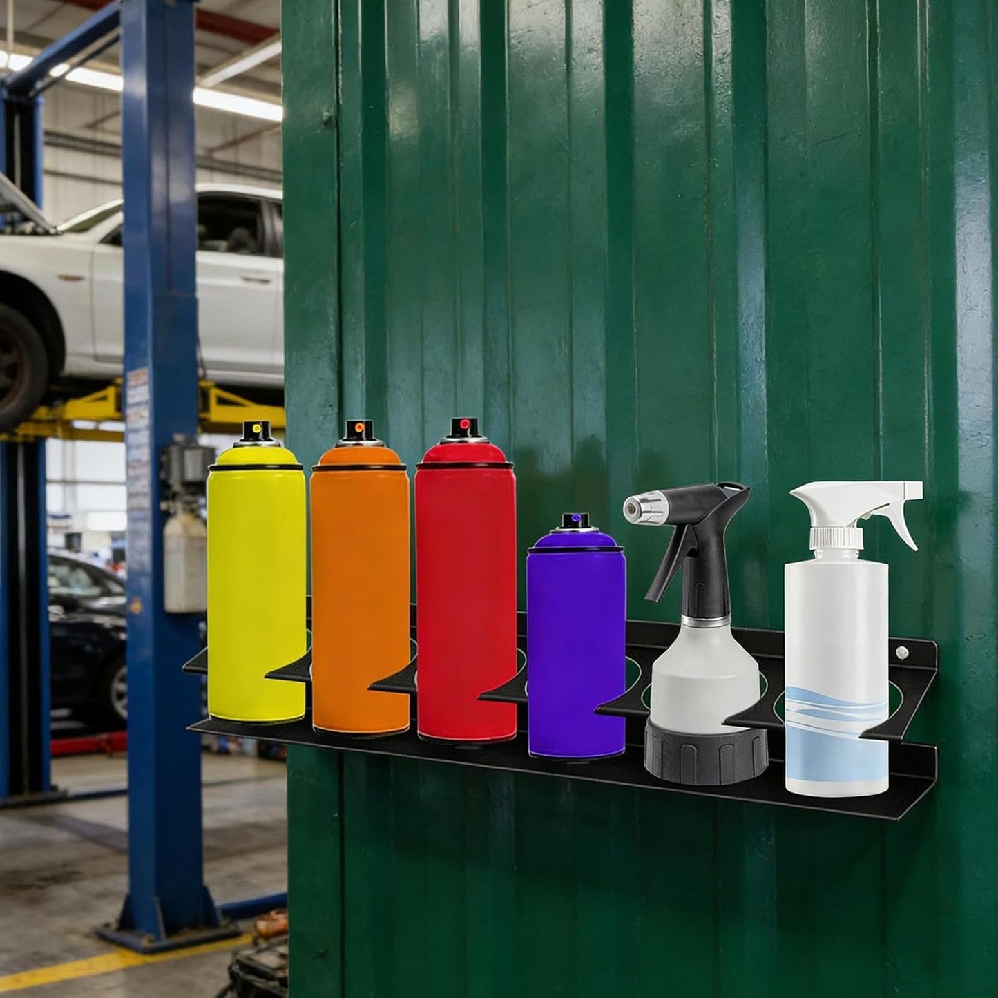 GENERIC Porte-bouteilles – Support Mural Pour Garage, Rangement De Garage, Construction En Acier à Six Emplacements, Rangement De Bombes Aérosoles, Accessoires D'outils Automobiles, Finition En Métal Noir