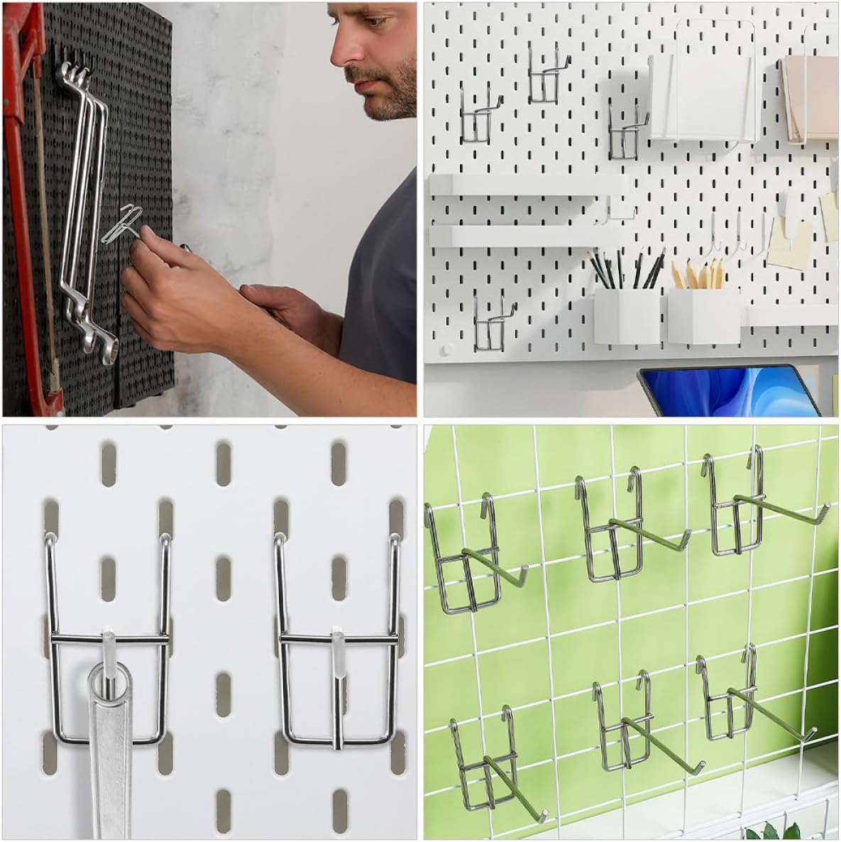  Healvian Crochets Muraux Robustes Argenté Grillagés En Acier Inoxydable Lot De 30pcs Et Optimisant L'espace Mural Suspendre Et Organisation