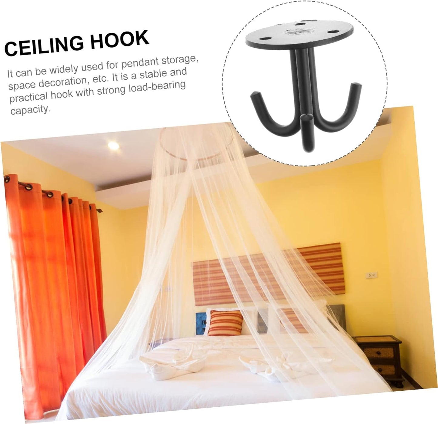  Ciieeo Crochet Support Mural Robuste Et Facile à Installer En Acier Inoxydable 2pcs Noir Suspendre Pour Rangement Plafond Et Décoration D'espace