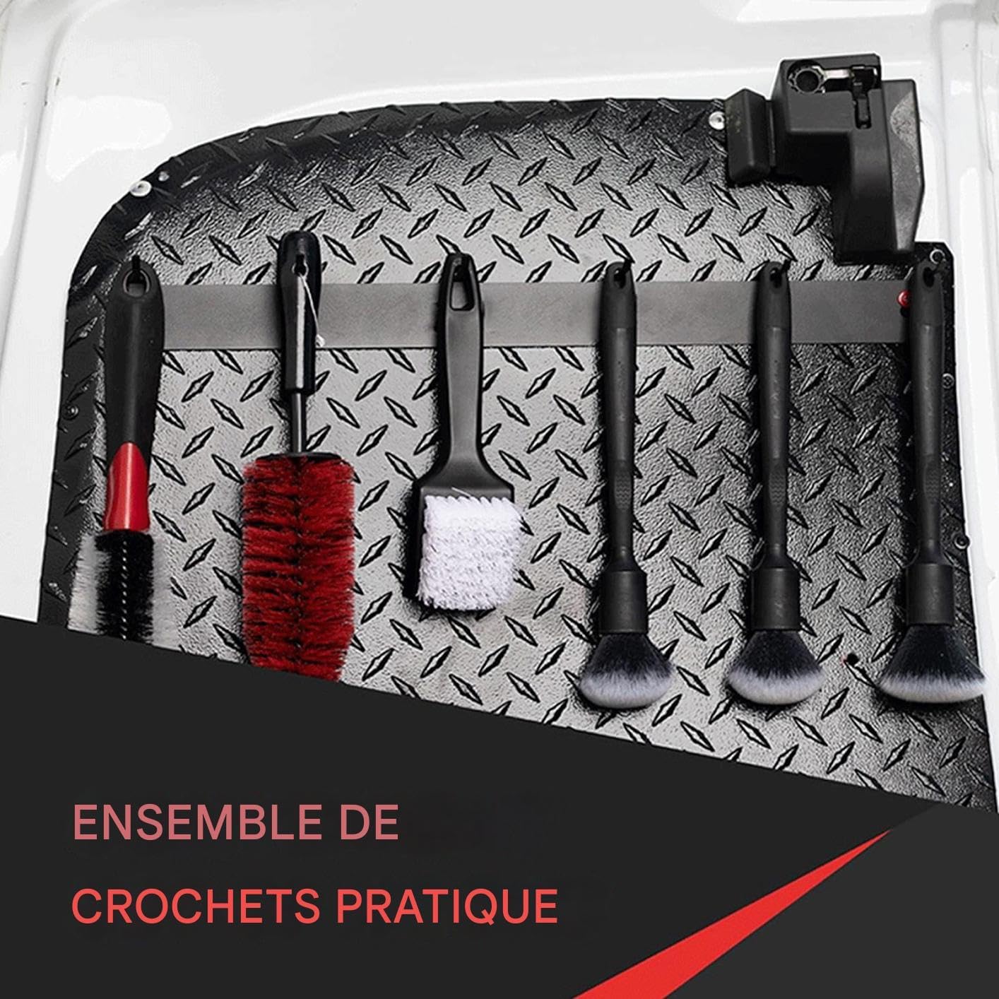  Générique Porte-brosses De Détail,Support Métallique Pour Brosses Avec 6 Crochets | Crochets Compacts Pour Garage Détail Mobile Conducteurs Enthousiastes Outils Nettoyage Roues Maison