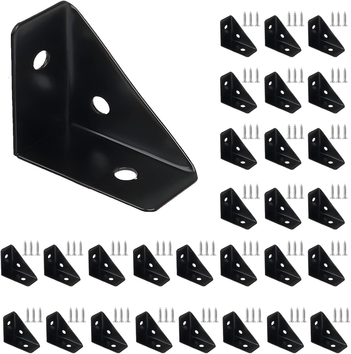  Lot 24 Supports D'étagère Triangulaires Robustes En Acier Laminé à Froid Pour Fixation Meubles Et De Bureaux(Black)