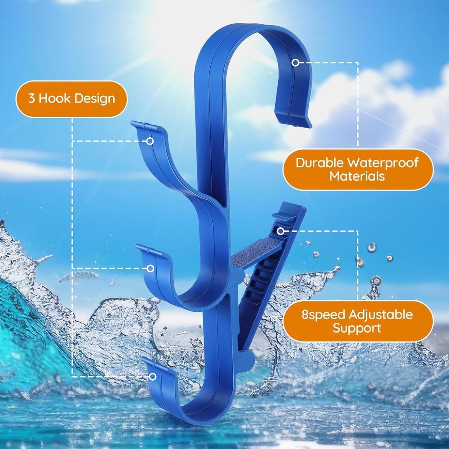  Support De Crochets De Piscine – Support De Piscine Robuste De 30,5 X 13 Cm, Support Mural Pour équipement De Piscine, Organiseur Authentique Au Bord De La Piscine, Crochet Multifonction Pour Filets