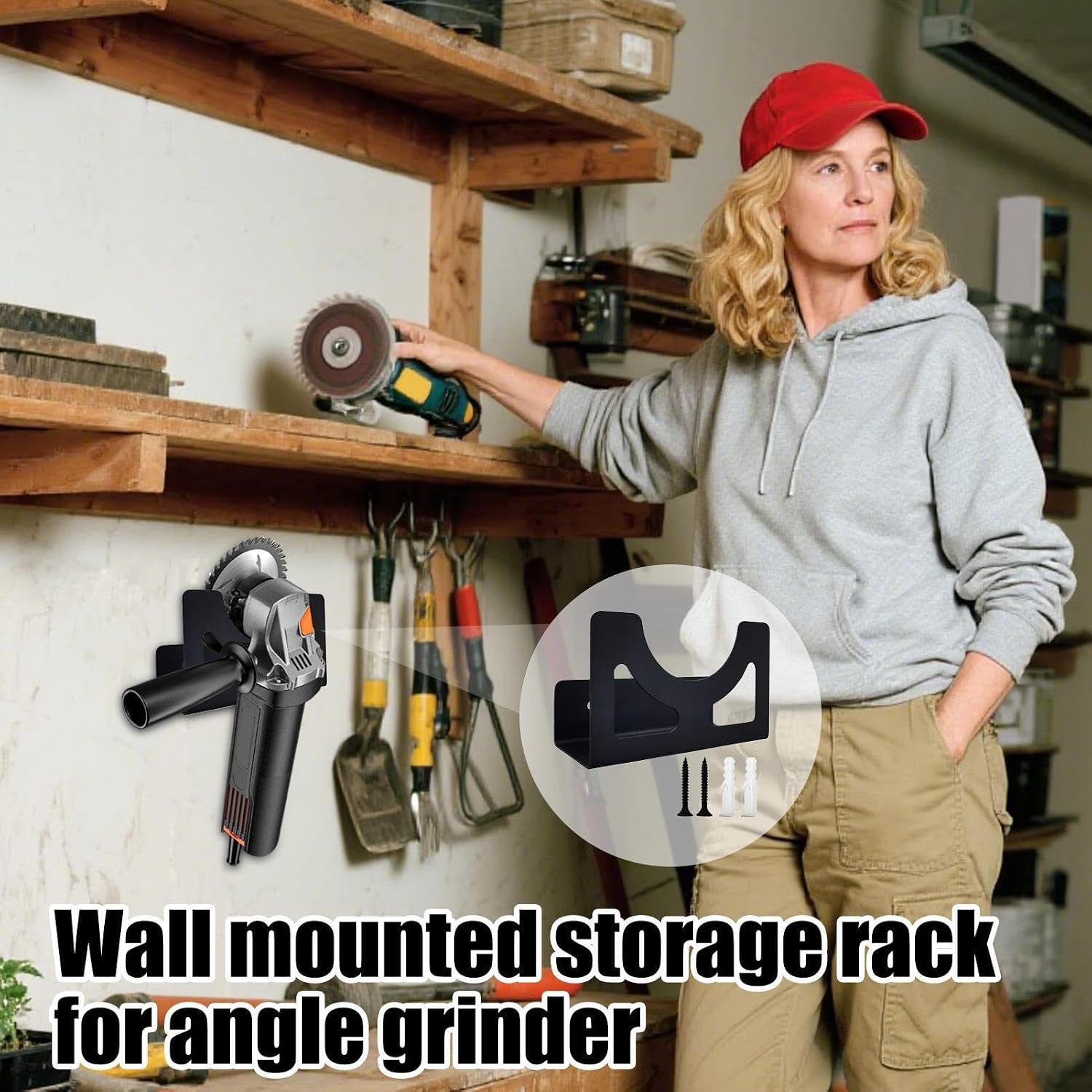  Support Mural Pour Meuleuse D'angle, Cadre En Acier Robuste, Support De Serré, Rangement D'outils électriques Pour Clé, Perceuse, Polisseuse, Garage, Organisation D'atelier, 12 X 4 X 7 Cm