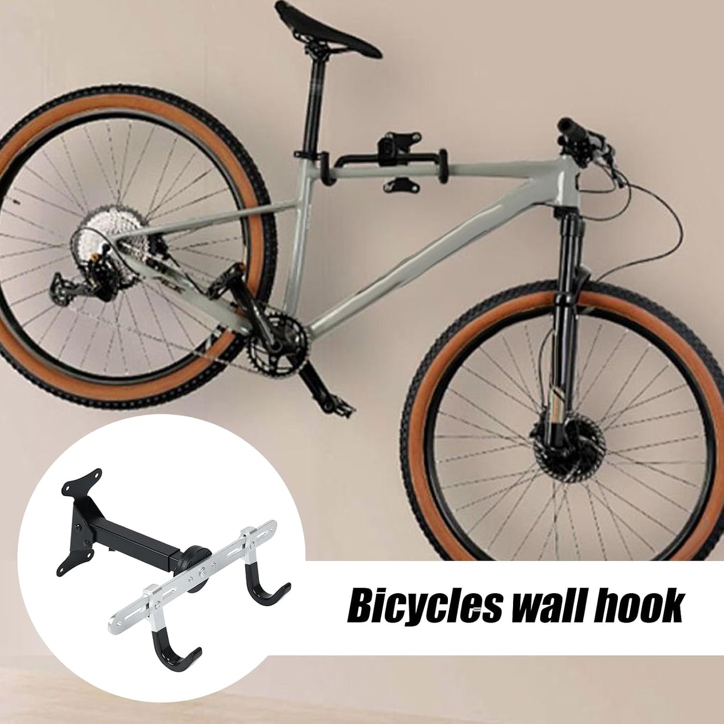  Générique Wall Bike Hook, Adjustable Indoor Storage Rack, 15.35 X 7.09inch, Space-Saving Bicycle Hanger Organizer, Ideal For Workshop, Home Display, Garage, Bike Organization, Vertical Mount