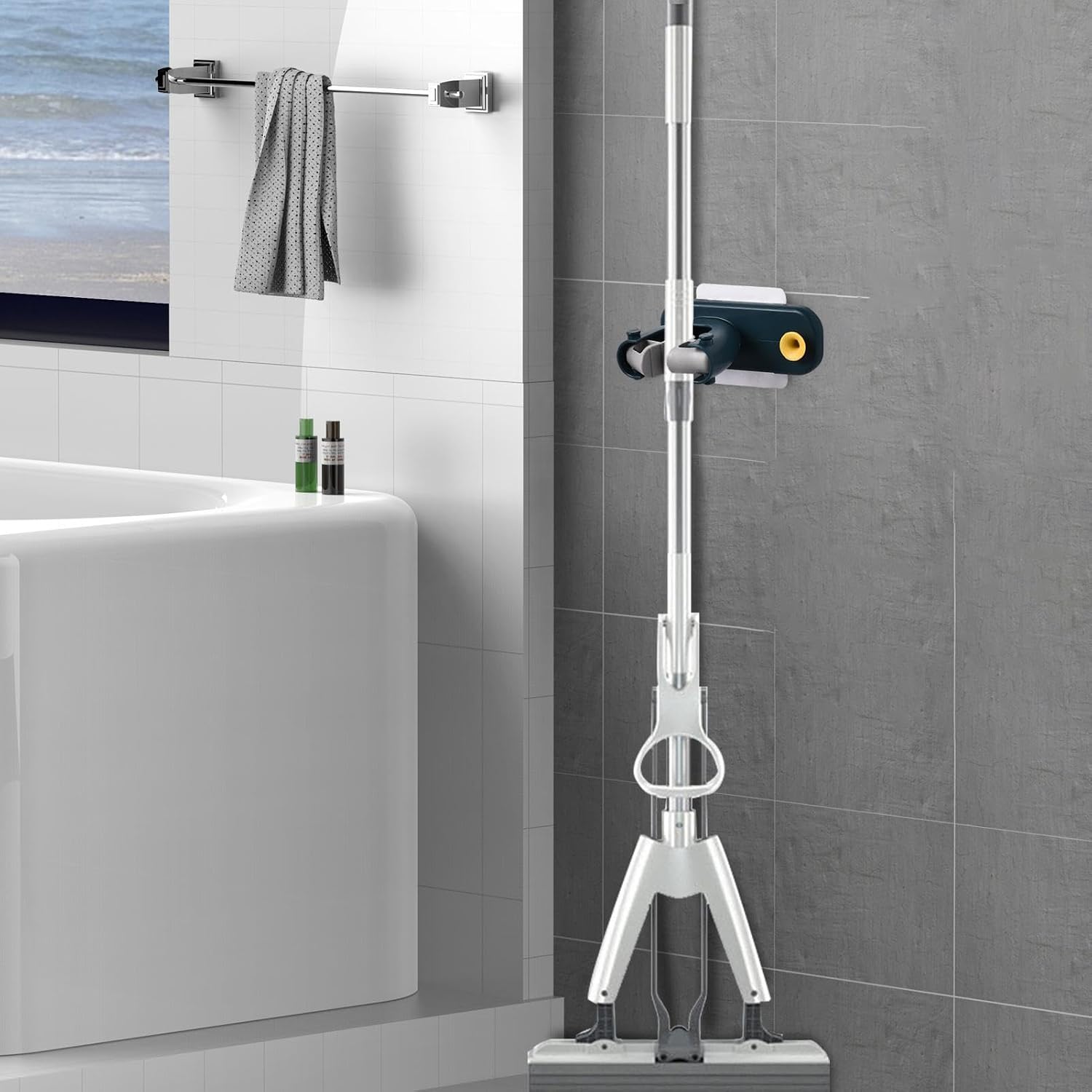 Genérico Generico Mop Organizer Wall Mount, Laundry Broom Hanger, Adhesive Broom Holder, Adhesive Broom Hanger For Easy Installation And Organization In Kitchens, Garages, And Gardens 11,2 X 4,3 Cm/4,41 X 1,69