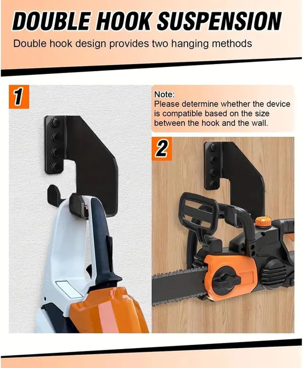  Générique Chainsaw Holder, Heavy-Duty Pot Storage, Garden Tool Organizer Rack, Space-Saving Garage Wall Storage For Chainsaws, Shovels, Oil Pots, And Workshop Equipment, 420g, Black