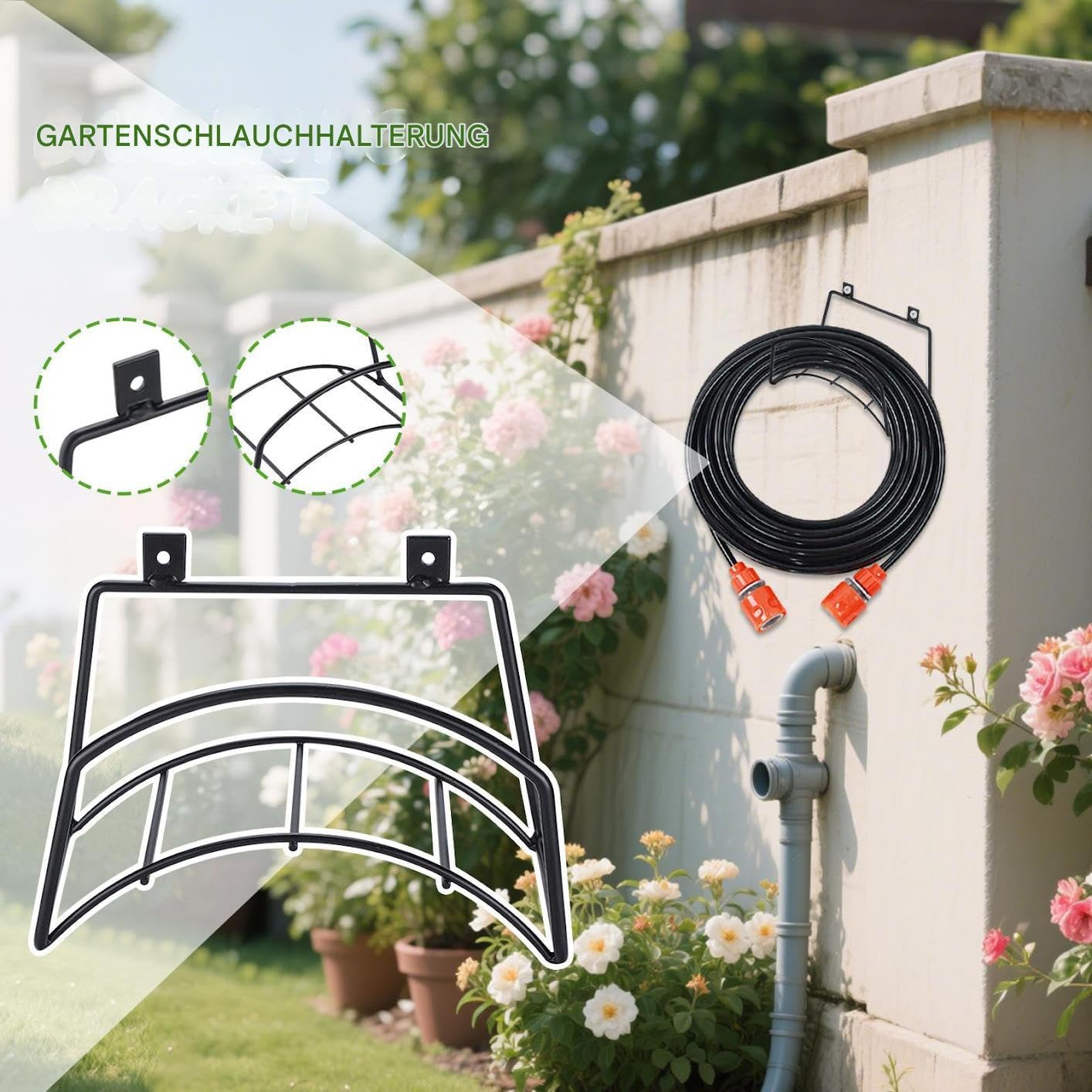  Generisch Support De Tuyau De Jardin, Organiseur De Connecteur D'eau, Support Mural Pour Pantalons, Suspension En Métal Robuste, Rangement Résistant à La Rouille, Pour Garage, Patio, Arrière-cour