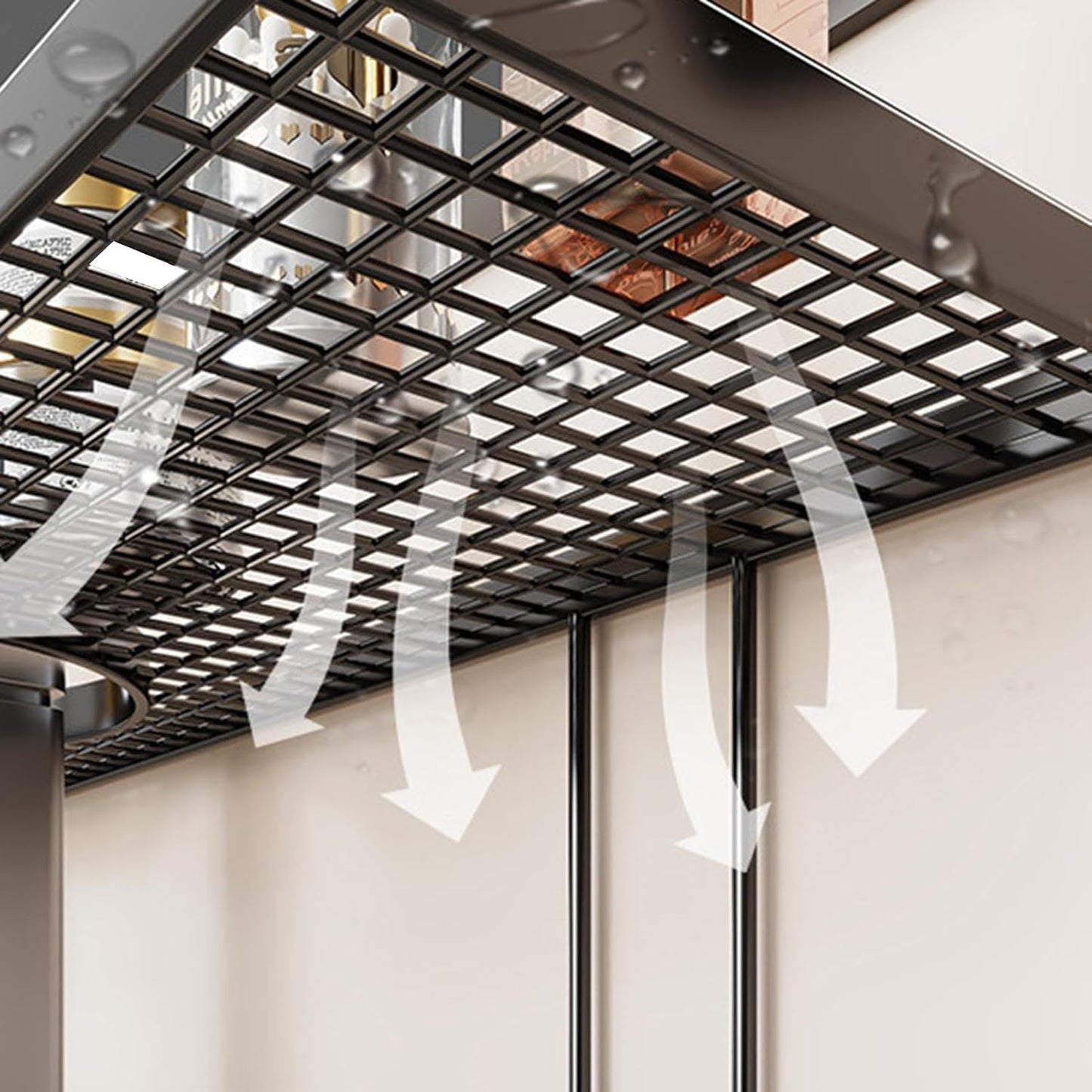 GENERIC Organiseur D'évier De Cuisine – Étagère De Vidange De Cuisine En Métal Sans Perçage, étagère De Rangement Pour Robinet Avec Finition Antirouille, étagères De Comptoir De Lavabo De Salle De Bain
