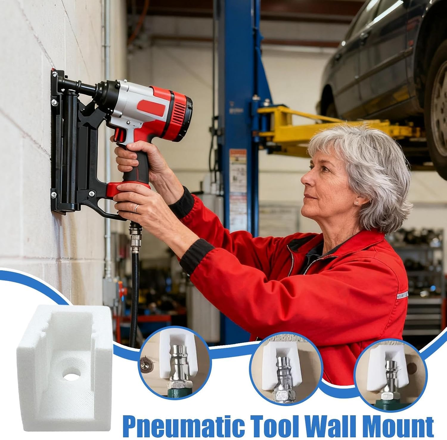 GENERIC Porte-outils Muraux De Garage – Organiseur De Jauge De Pression Des Pneus – Support Mural Robuste Pour Outils Pneumatiques – Support De Rangement Multifonction – Design Peu Encombrant Pour Atelier