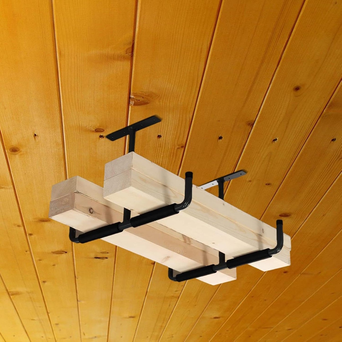  Rack De Rangement Pour Plafond De Garage - 2 Pièces Supports Organisateurs En T | Stockage Au Plafond Du Garage,Pour Échelle, Bois, Équipements Sportifs, Pelles, Cannes À Pêche, Skis, Cave,
